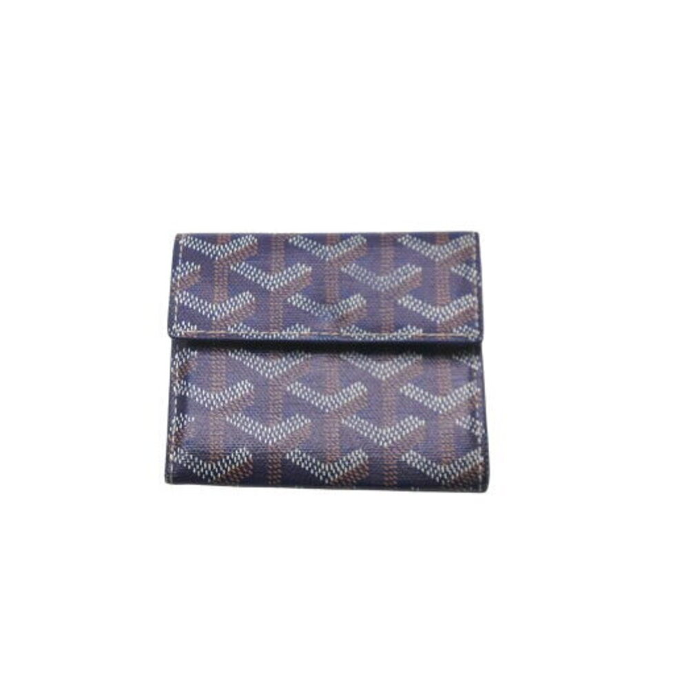Goyard Marigny Coin Wallet Card Herringbone Pattern Navy Blue